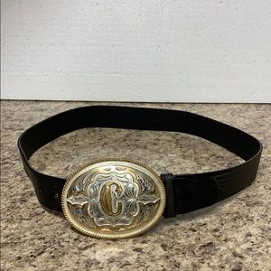 Western Belt Buckle and Genuine Leather Belt